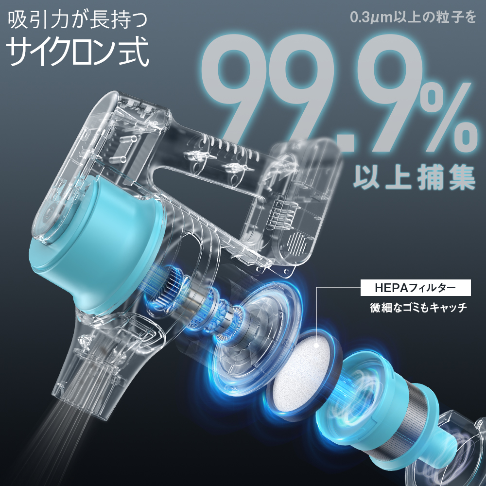 MOOSOO 掃除機 コードレスコ掃除機 サイクロン 13000Pa USB充電