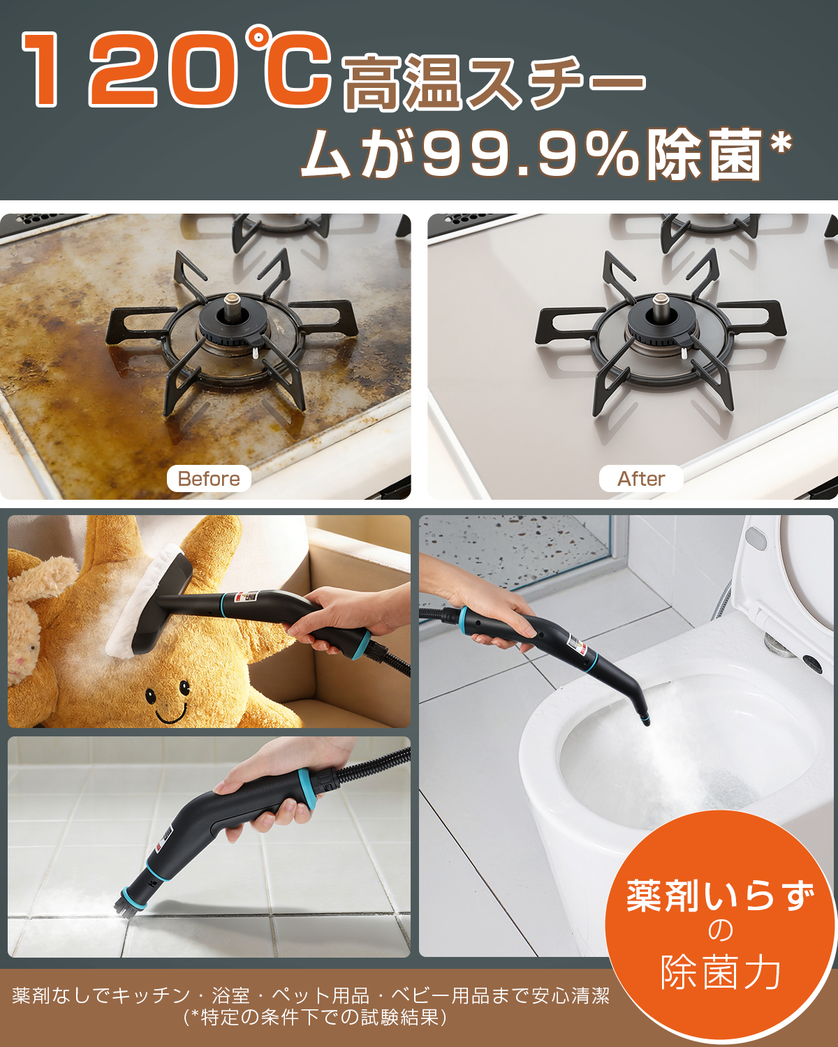 \夏祭り★11,960円→6,960円/スチームクリーナー160℃高温洗浄 除菌 床 掃除 浴室 お風呂掃除 スチーム洗浄機 除菌 年末清掃 SC01 関連画像3