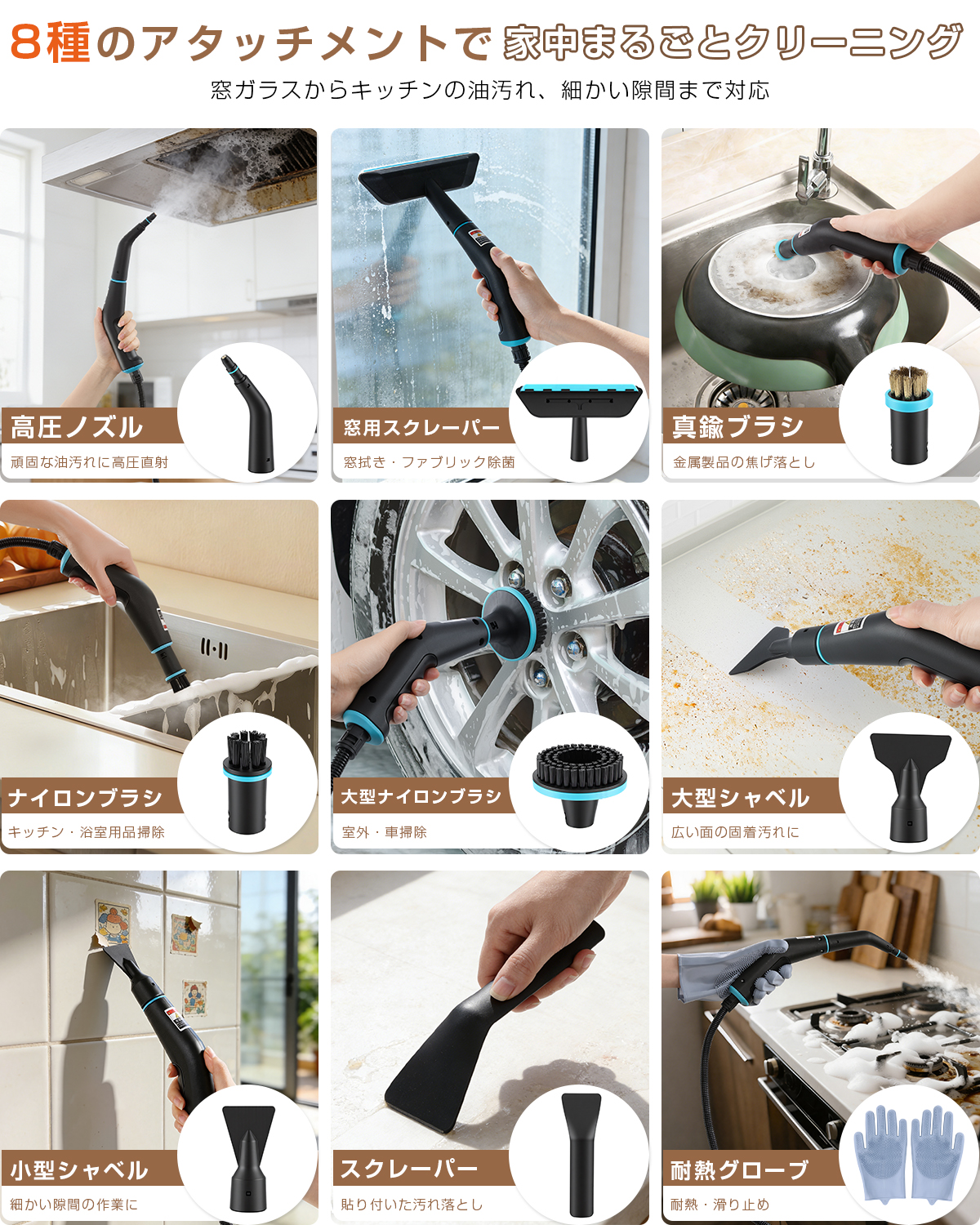 \夏祭り★11,960円→6,960円/スチームクリーナー160℃高温洗浄 除菌 床 掃除 浴室 お風呂掃除 スチーム洗浄機 除菌 年末清掃 SC01 関連画像5
