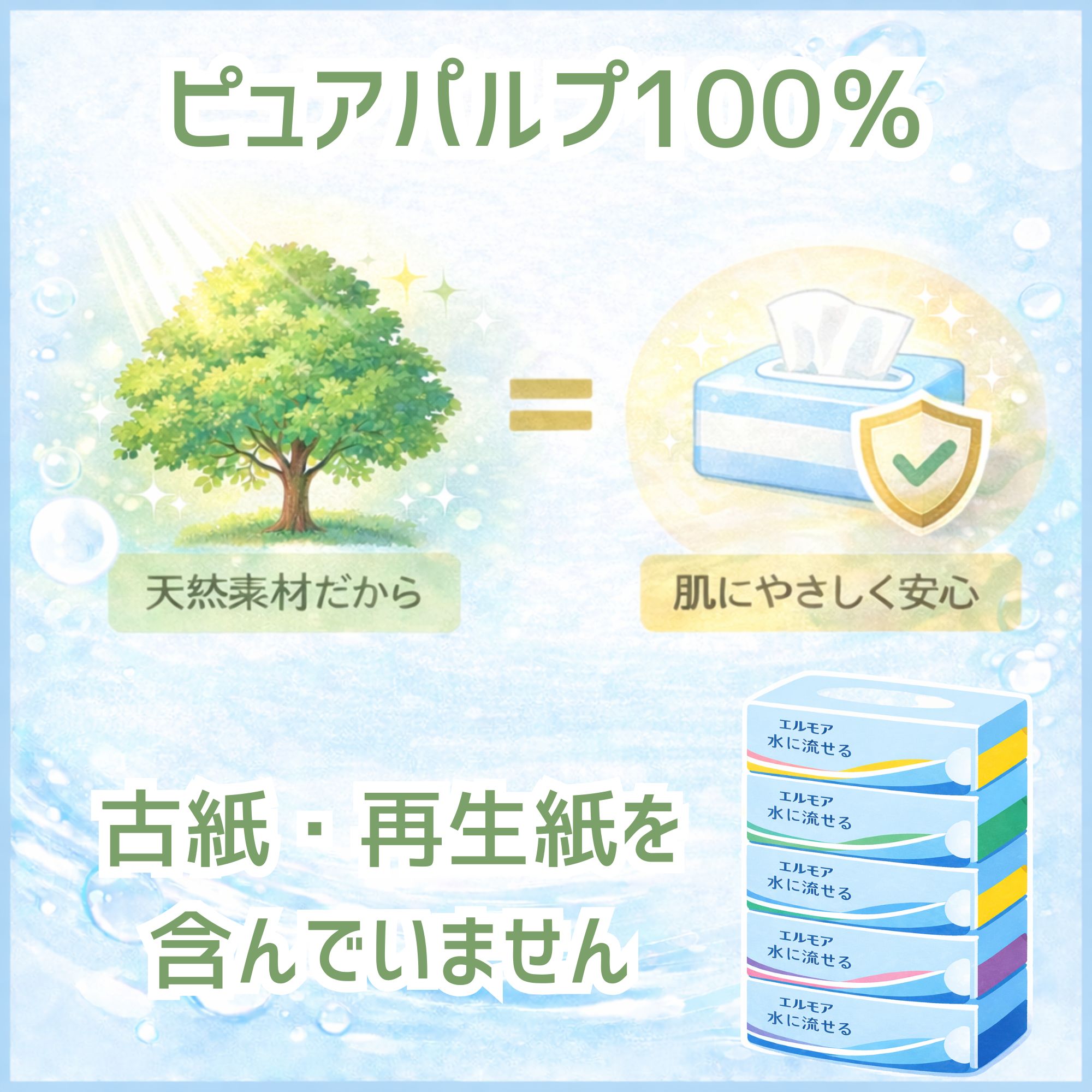 水に流せる ティッシュペーパー 水に溶けやすい トイレに流せる 紙 ボックス ティッシュ ちり紙 チリ紙 落とし紙 10箱 まとめ買い エルモア 関連画像1