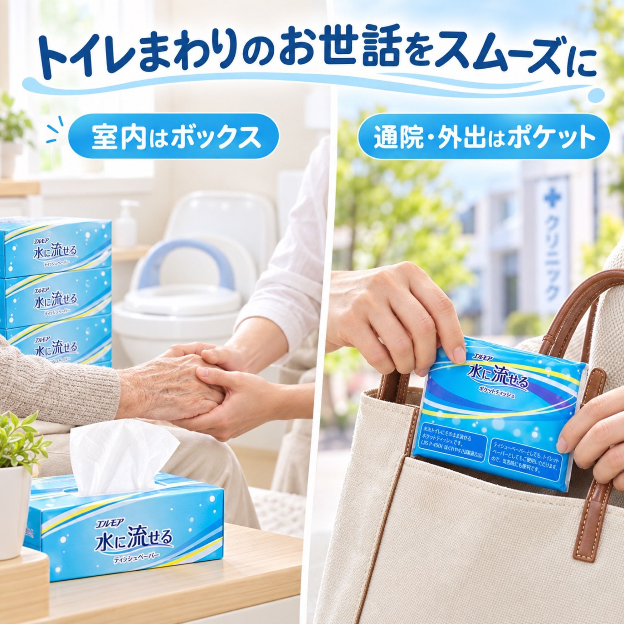 水に流せる ティッシュペーパー 水に溶けやすい トイレに流せる 紙 ボックス ティッシュ ちり紙 チリ紙 落とし紙 10箱 まとめ買い エルモア 関連画像3