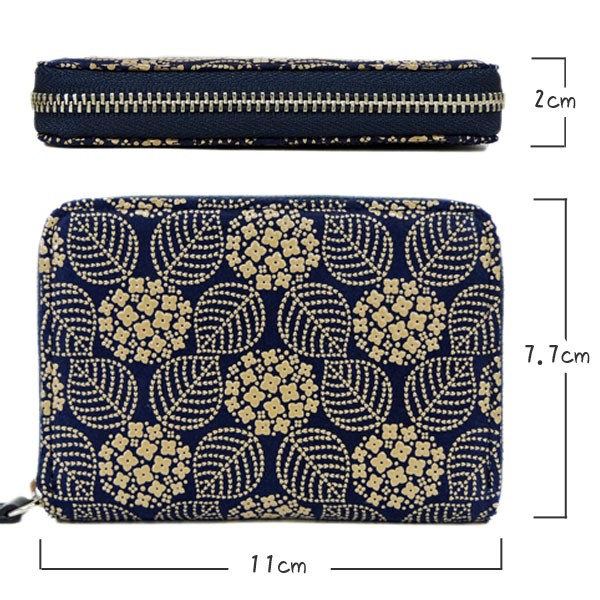 印傳屋（INDEN-YA） 印伝 財布 ファスナー小銭入れ 1012 紺地鹿革 白漆