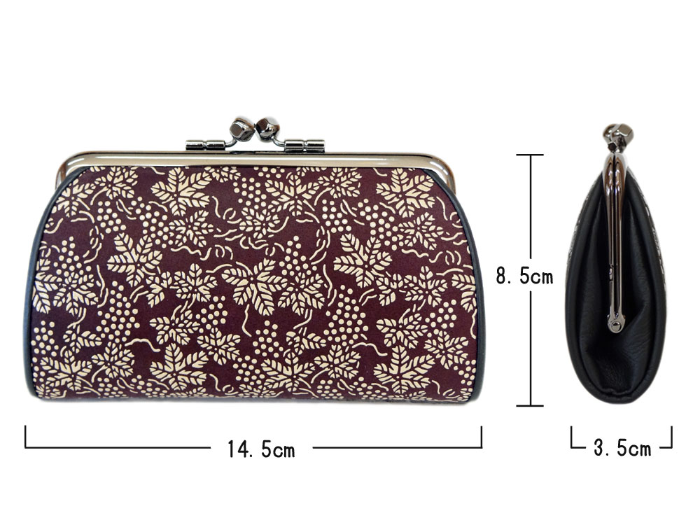 印傳屋（INDEN-YA） 印伝 財布 親子がま口小銭入 1501 紫地鹿革 白漆