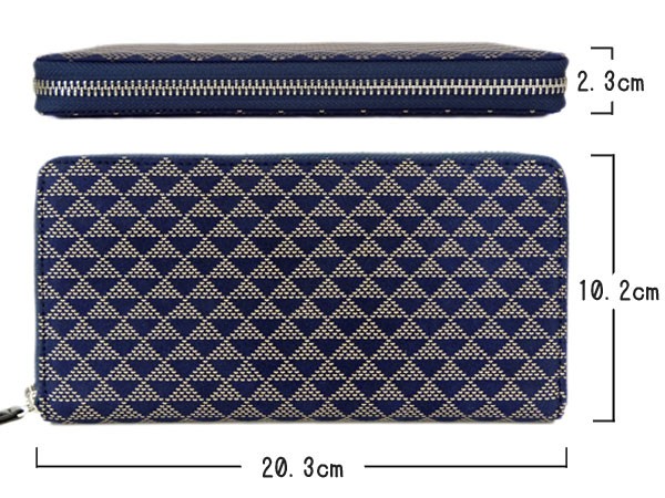 印傳屋 印伝 長財布 束入 2111 紺地鹿革 白漆 波うろこ柄 爆買