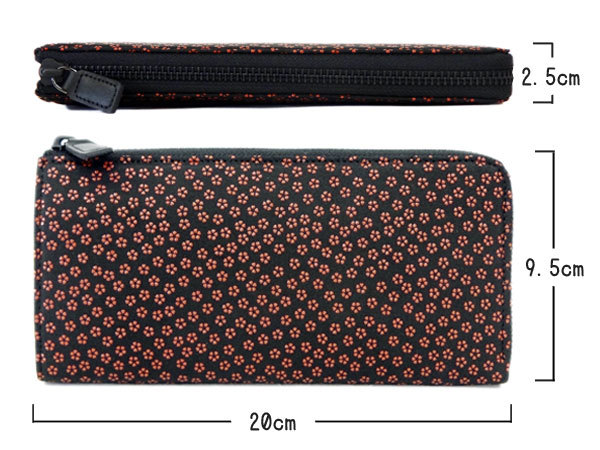 印傳屋（INDEN-YA） 印伝 長財布 束入 2307 黒地鹿革 赤漆 小桜 爆買