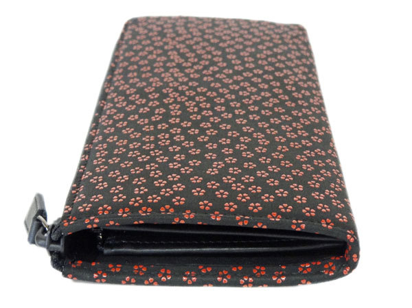 印傳屋（INDEN-YA） 印伝 長財布 束入 2307 黒地鹿革 赤漆 小桜 爆買