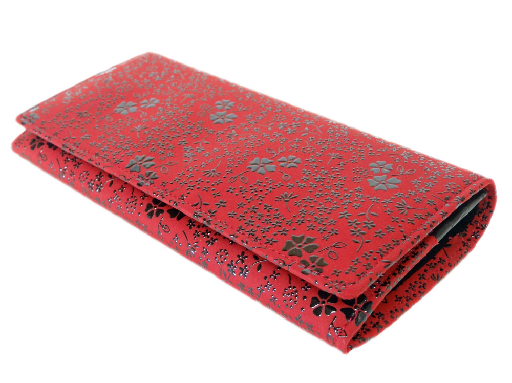 印傳屋（INDEN-YA） 印伝 長財布 束入 2308 赤地鹿革黒漆 アメリカン