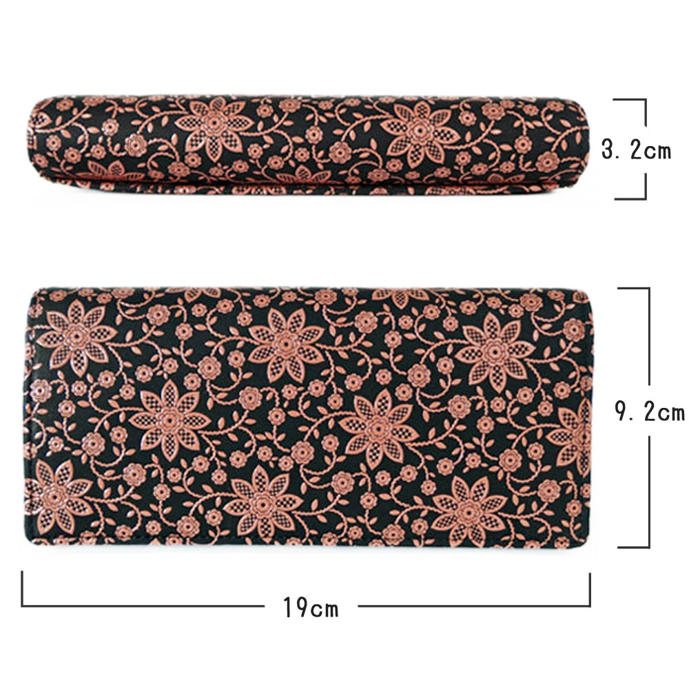 印傳屋（INDEN-YA） 印伝 長財布 束入 2308 黒地鹿革ピンク漆