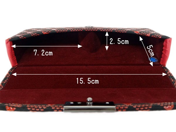 印傳屋 印伝 メガネケースL 2812 黒地鹿革 赤漆 赤たかね 富士山 印傳屋 印伝 メガネケースL 2812 黒地鹿革 赤漆 赤たかね 富士山