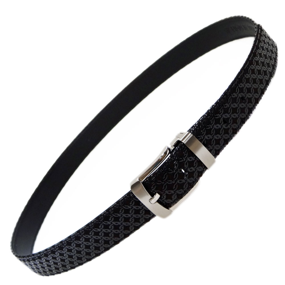 印傳屋（INDEN-YA） 印伝 B30ベルトL（長尺タイプ） 4002 黒地鹿革黒漆