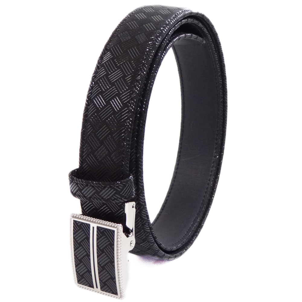 フルラージュ 印伝紳士ベルト 印傳屋（INDEN-YA） 印伝 M30ベルト 4005 黒地鹿革黒漆 網代編柄