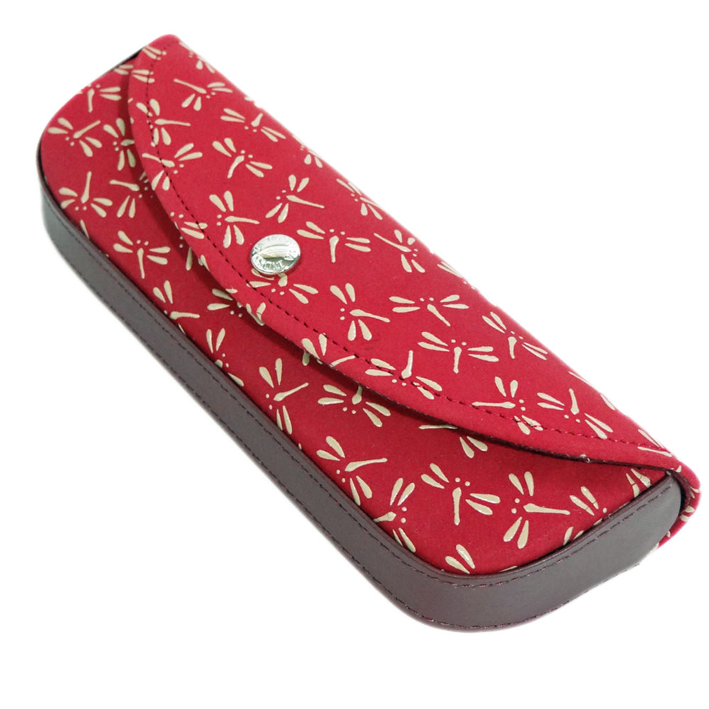 印傳屋（INDEN-YA） 印伝 メガネケース4210 赤 白 とんぼ 爆買 : 甲州
