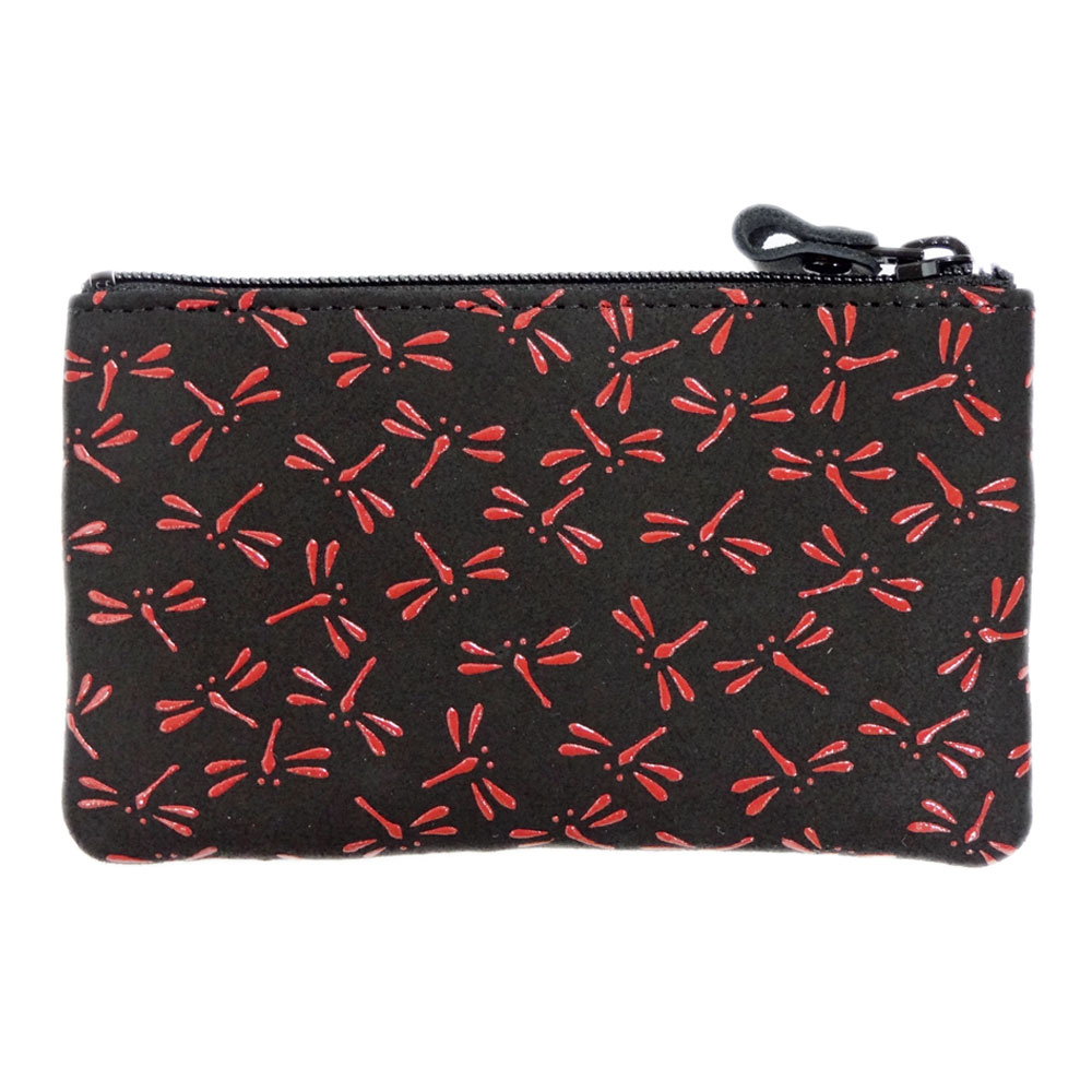 印傳屋（INDEN-YA） 印伝 キーケース 4703 黒地鹿革 赤漆 とんぼ柄