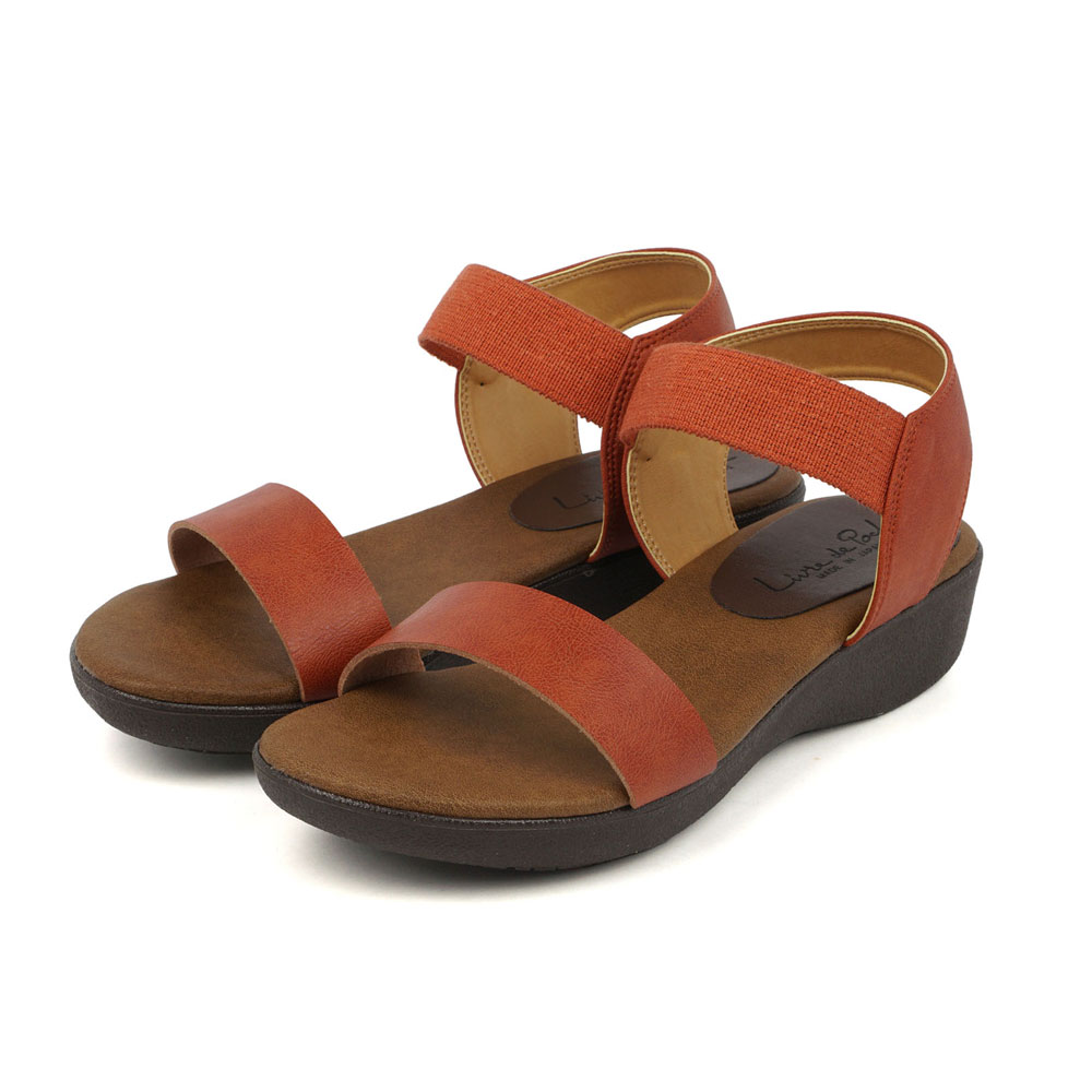 【極美品】フィットフィット (25) サンダル ストラップ ウェッジソール 本革 Livre de Poche 日本製 美脚 ゴムフィットサンダル レディース