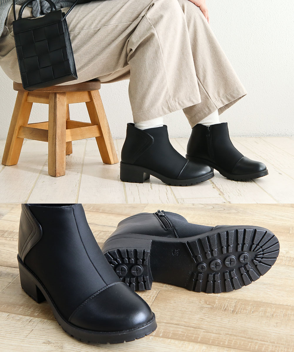 ショート ブーツ レディース 歩きやすい 太ヒール 軽い 痛くない