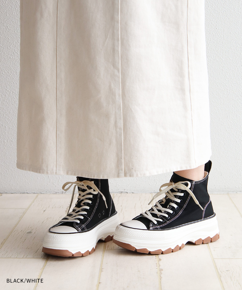 キャンバス スニーカー レディース 厚底 ハイカット 軽量 シューズ 靴