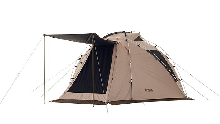 強烈な日差しを遮る、耐風性に優れたドーム型テント。