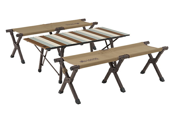 ロゴスベンチテーブルセット6／MERMOHT折り畳みテーブル／収納袋／3点 