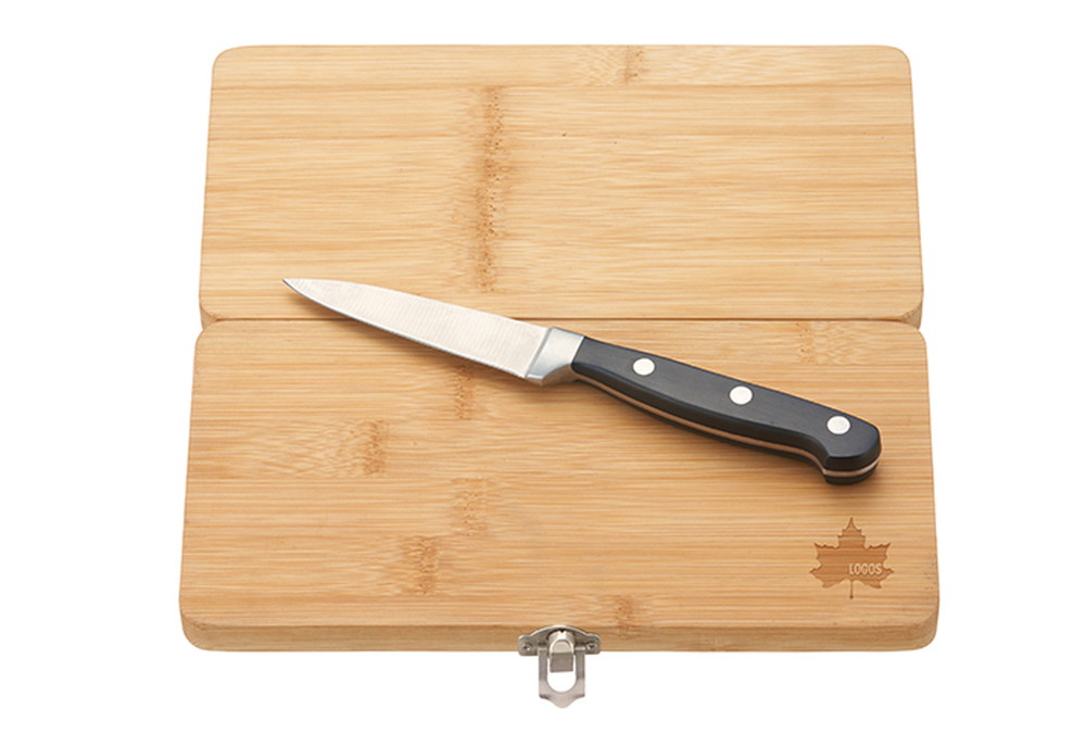 ロゴス LOGOS Bamboo ナイフ＆まな板セット まな板の中にナイフ収納 お皿 まな板 ナイフ 包丁 肉料理 魚料理 ピクニック レジャー｜s-martceleble｜03
