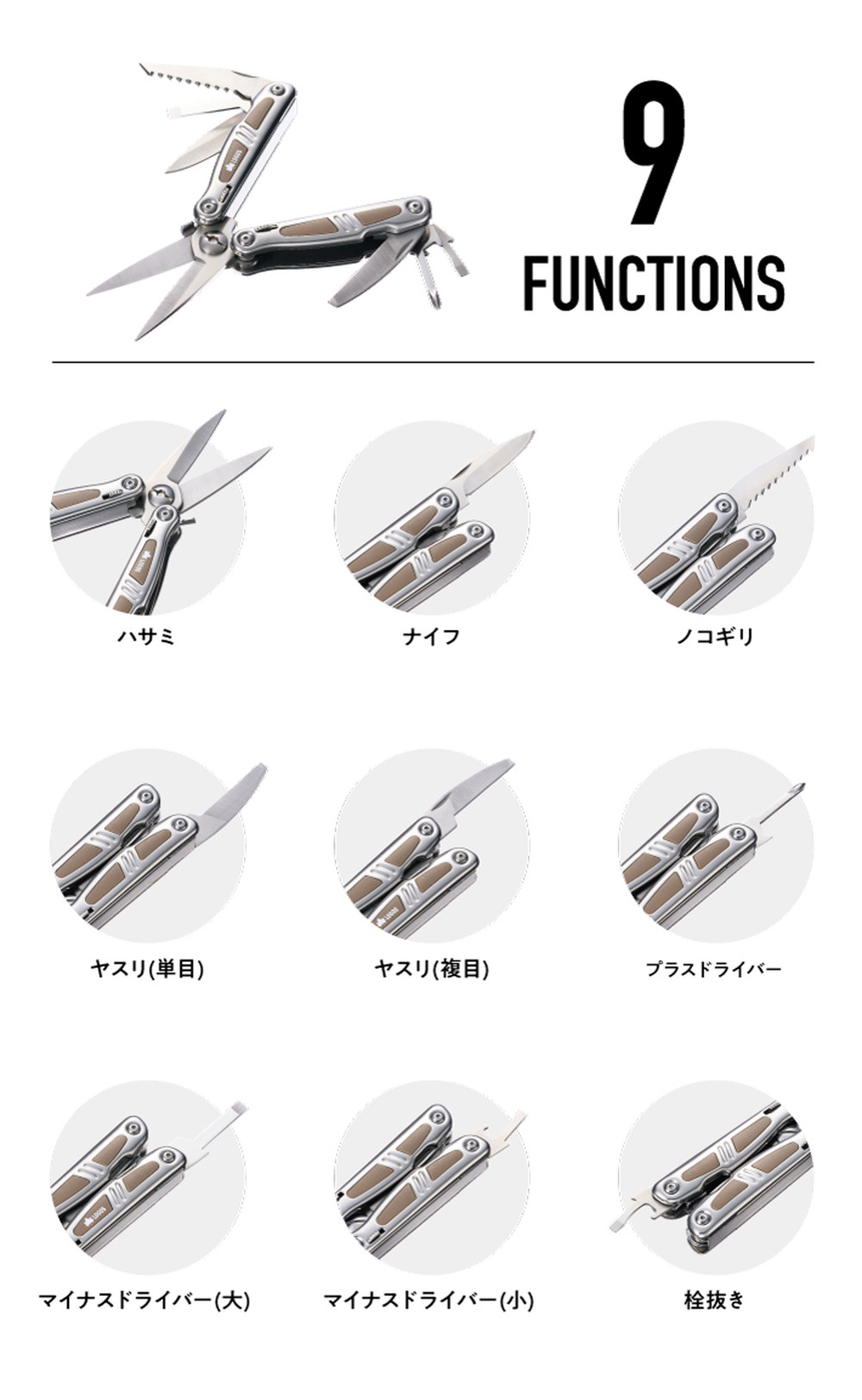 1つの製品に9つもの機能が搭載