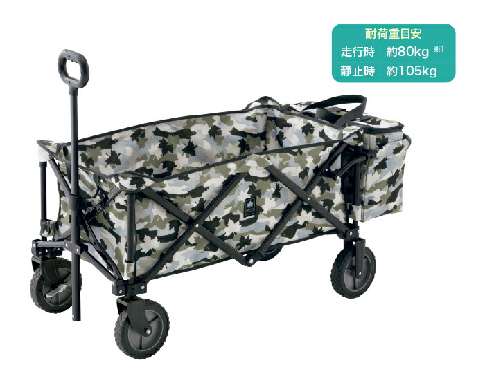 大容量キャリーにクーラーバッグを標準装備　重い荷物がけでなく、冷たい食料品もラクラク運べる！