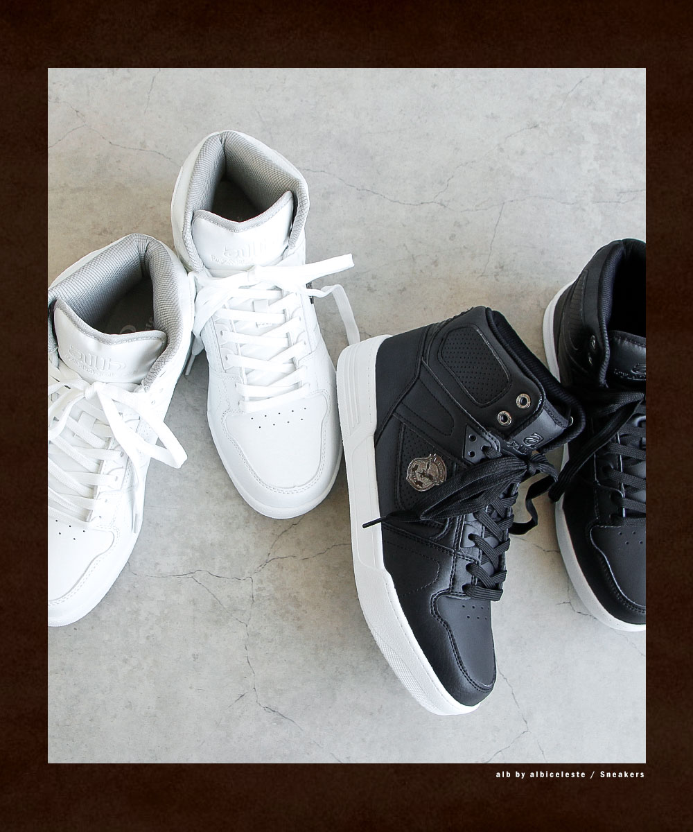 ハイカットスニーカー メンズ 白 黒 軽量 防滑 紐 靴 ブラック