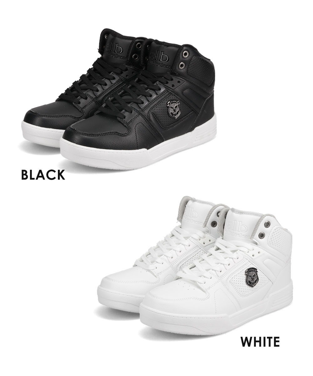 ハイカットスニーカー メンズ 白 黒 軽量 防滑 紐 靴 ブラック