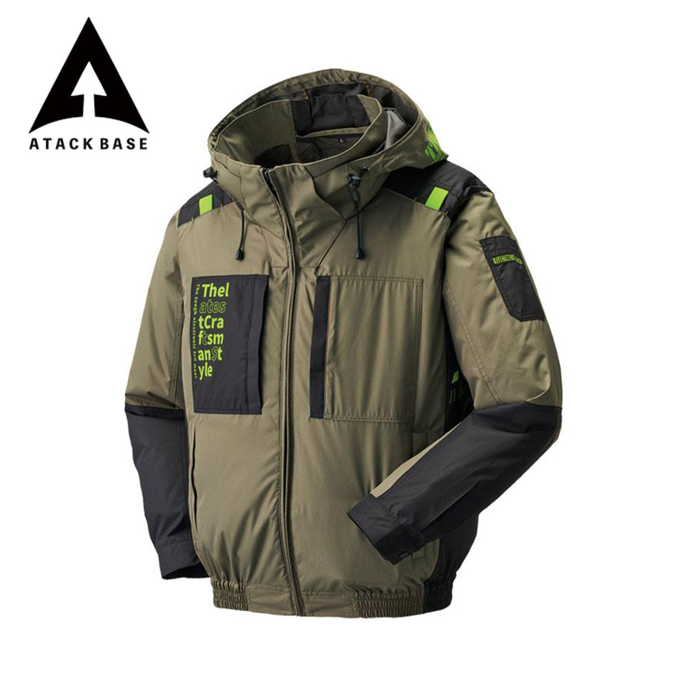 新品 空調服ATACK BASE アタックベース＆BURTLEフルセット 3L アタックベース 空調風神服 EFウェア チタンフード長袖ブルゾン 上着