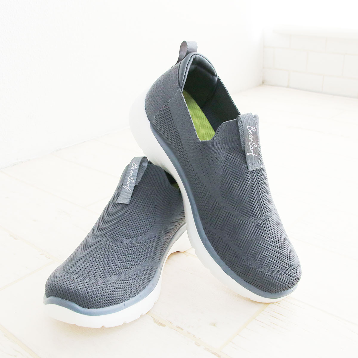 スニーカー メンズ スリッポン 黒 ニットシューズ 軽量 歩きやすい