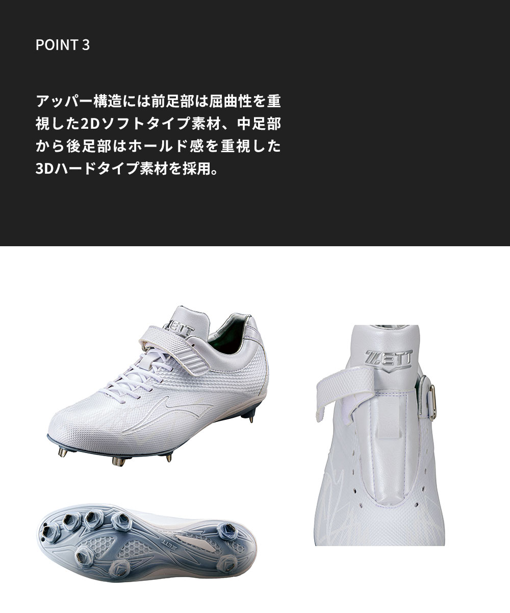 ゼット（ZETT） 野球スパイク マジックテープ 幅広 金具 埋込み メンズ