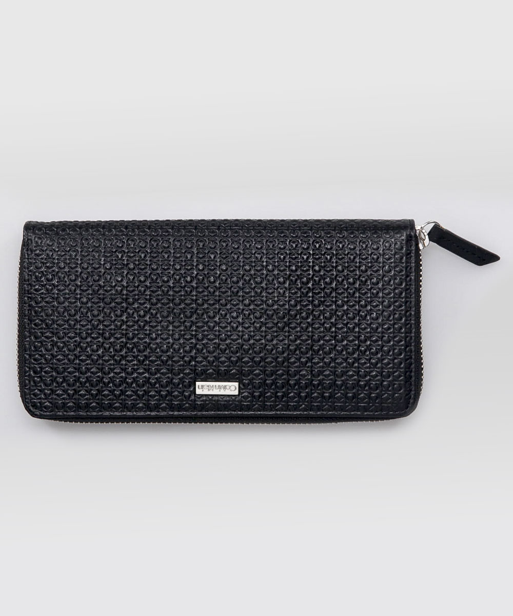CK ブラックレザー 二つ折り財布 ck Calvin Klein カルバンクライン 財布 二つ折り長財布 小銭