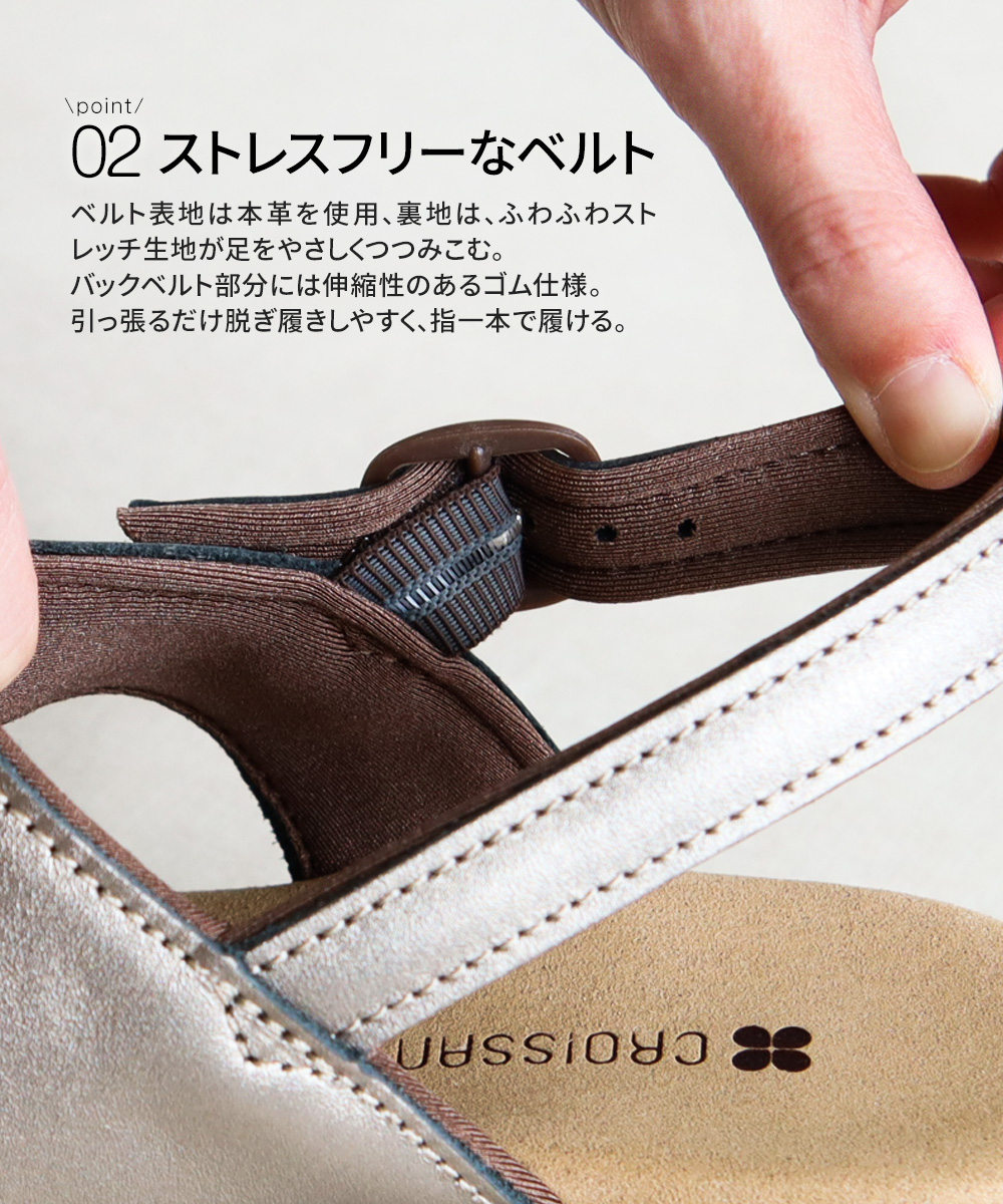 クロワッサン サンダル レディース ウェッジソ...の詳細画像5