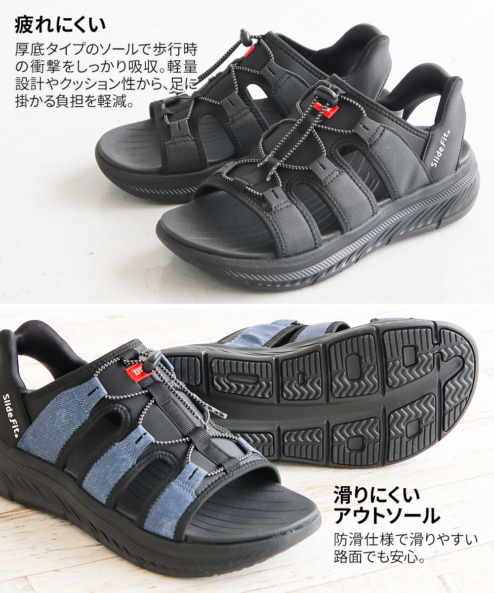 EDWIN（エドウィン） サンダル メンズ 黒 スポーツサンダル スポサン