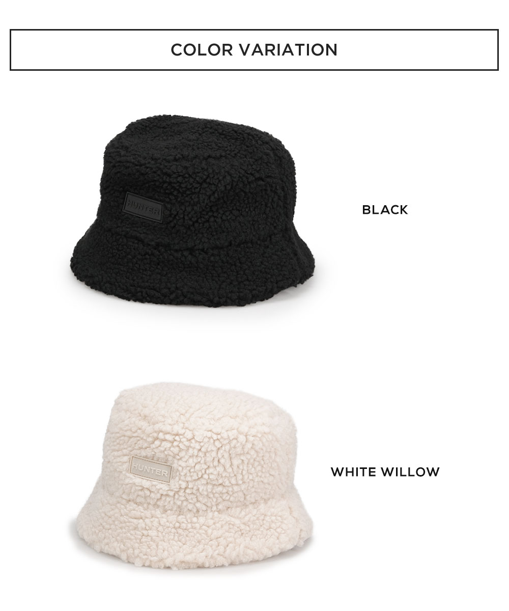 ハンター 帽子 レディース ハット ボア 黒 白 おしゃれ お洒落 かわいい もこもこ ふわふわ あったか 防寒 雪 冬 カジュアル フェミニン アウトドア ボアハット ブラック ホワイト ウィロー HUNTER INTREPID BUCKET HAT イントレピッド コージー バケットハット HR10102 HUNTER（ハンター） 帽子 レディース ボアハット HUNTER INTREPID