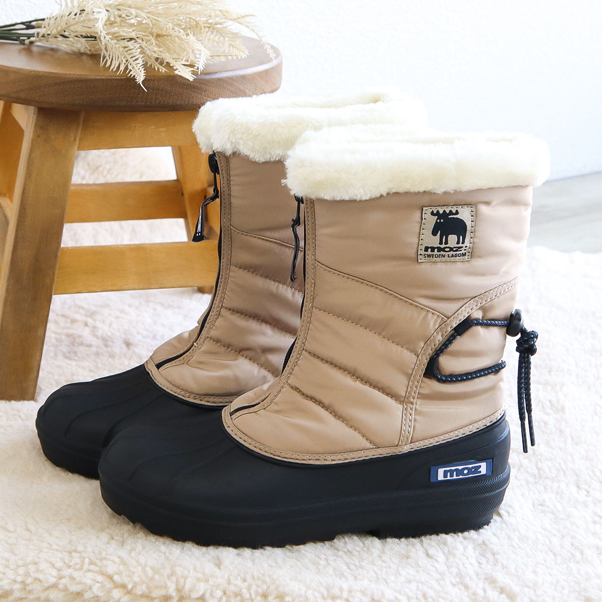 moz（モズ） スノー ブーツ レディース スパイク 防水 ショートファー