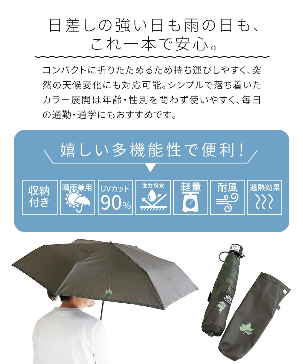 LOGOS（ロゴス） 傘 折りたたみ 軽量 晴雨兼用 メンズ 大きい 60cm