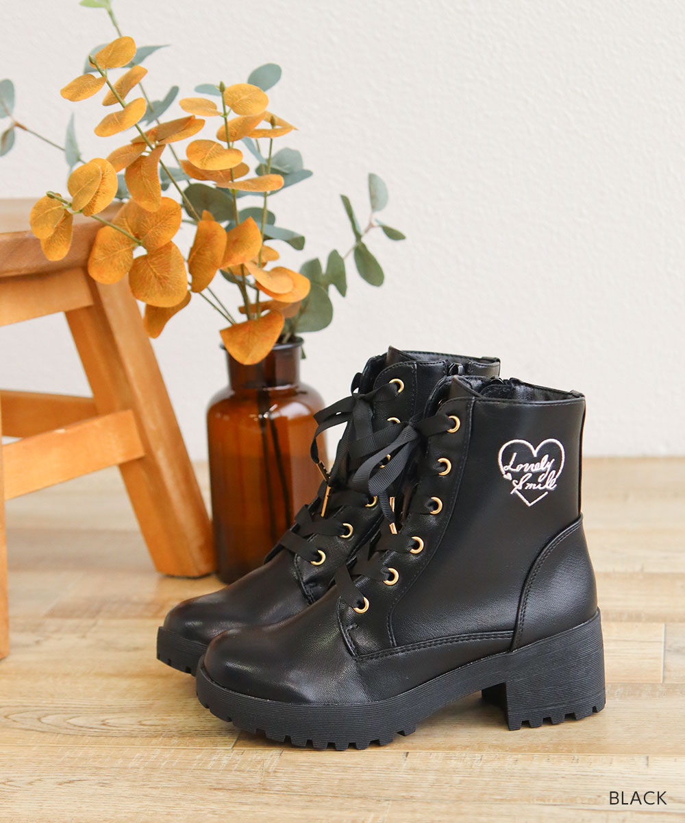 ブーツ キッズ 子供 女の子 レース アップ ショート チェック ジュニア