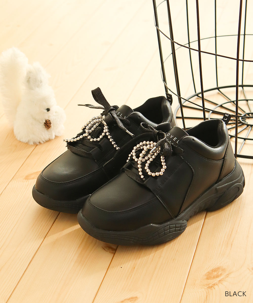 スニーカー キッズ 女の子 子供靴 アクセ付き 厚底 ダンス 韓国