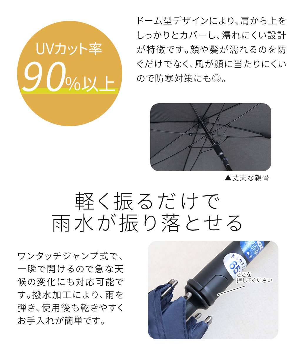 moz 傘 65cm レディース ドーム型 晴雨兼用 UVカット 紫外線対策