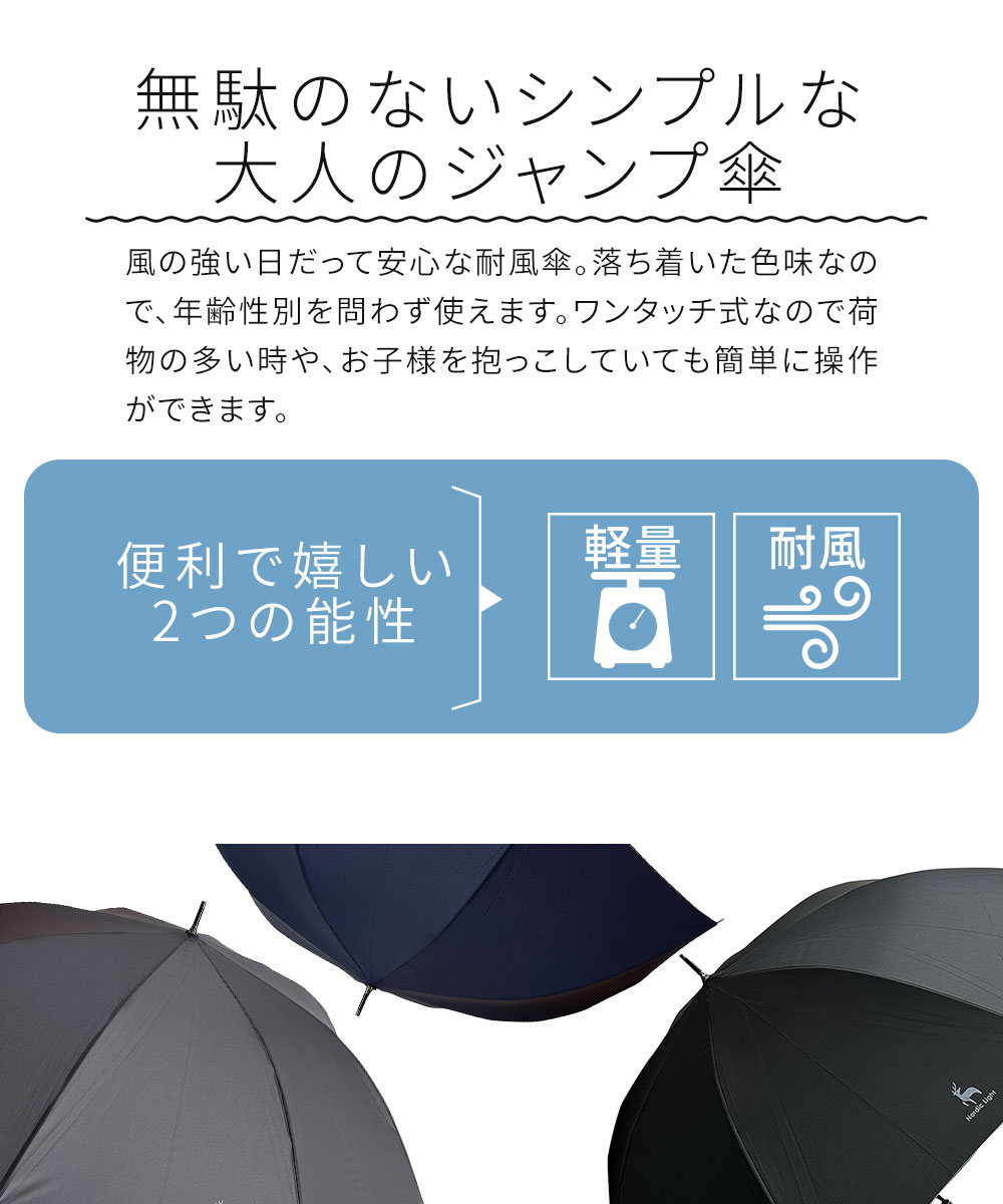 ノルディックライト 長傘 雨具 大判 アンブレラ 紳士 無地 シンプル