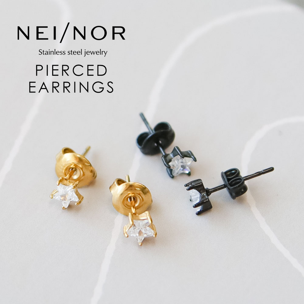 Yahoo! Yahoo!ショッピング(ヤフー ショッピング)Nei/nor ピアス お肌に優しい つけっぱなしOK サージカルステンレス 316L 変色 錆 傷に強い 丈夫 低アレルギー素材 アクセサリー ネイナー NnP-0127