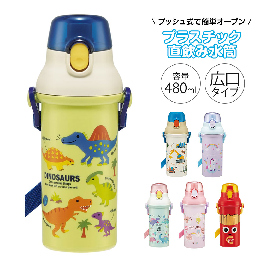 スケーター 水筒 キッズ 480ml 抗菌 直飲み ワンタッチ ベルト付 子供