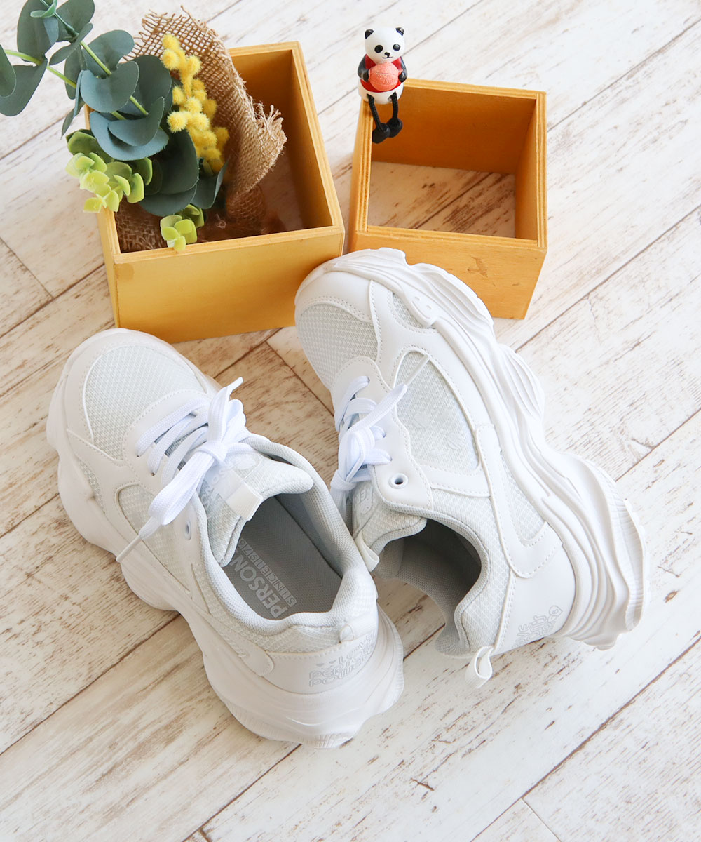 パーソンズ スニーカー キッズ ジュニア 女の子 厚底 履きやすい 子供靴 紐 ダッド メッシュ カップインソール かわいい おしゃれ psj-039  PERSONS