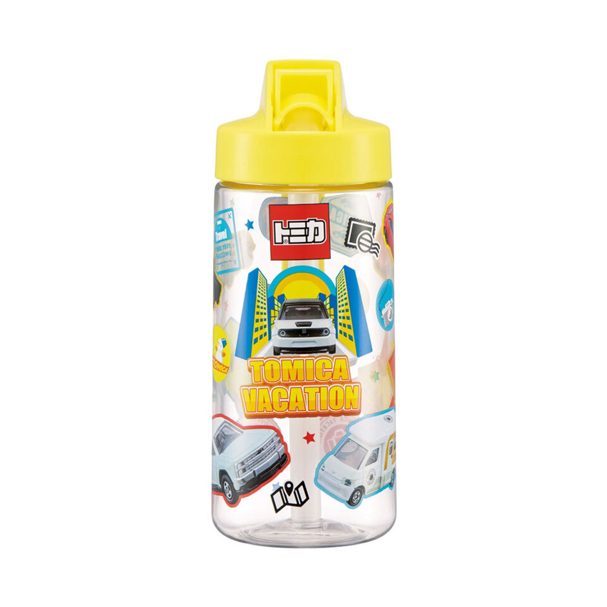 スケーター 水筒 キッズ 500ml ストロー プラスチック 透明 クリア 