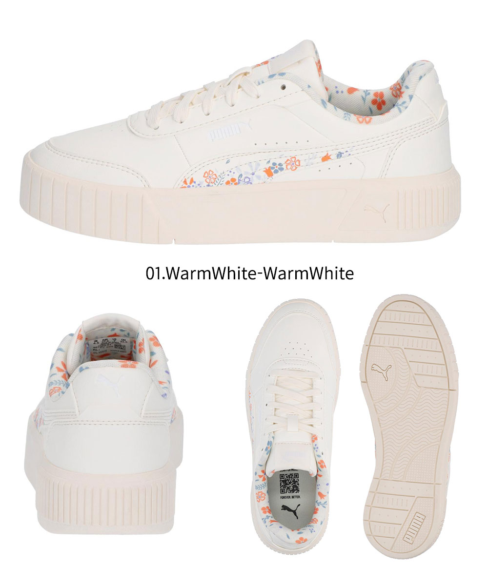 PUMA 花柄 スニーカー ホワイト PUMA（プーマ） スニーカー レディース 花柄 ローカット コート