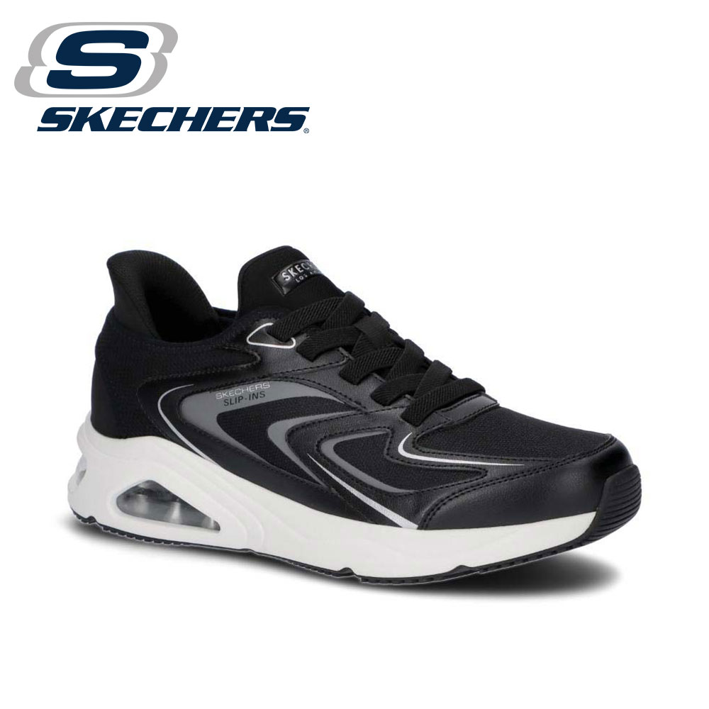SKECHERS（スケッチャーズ） メンズ スニーカー 黒 白 軽量 スリップ