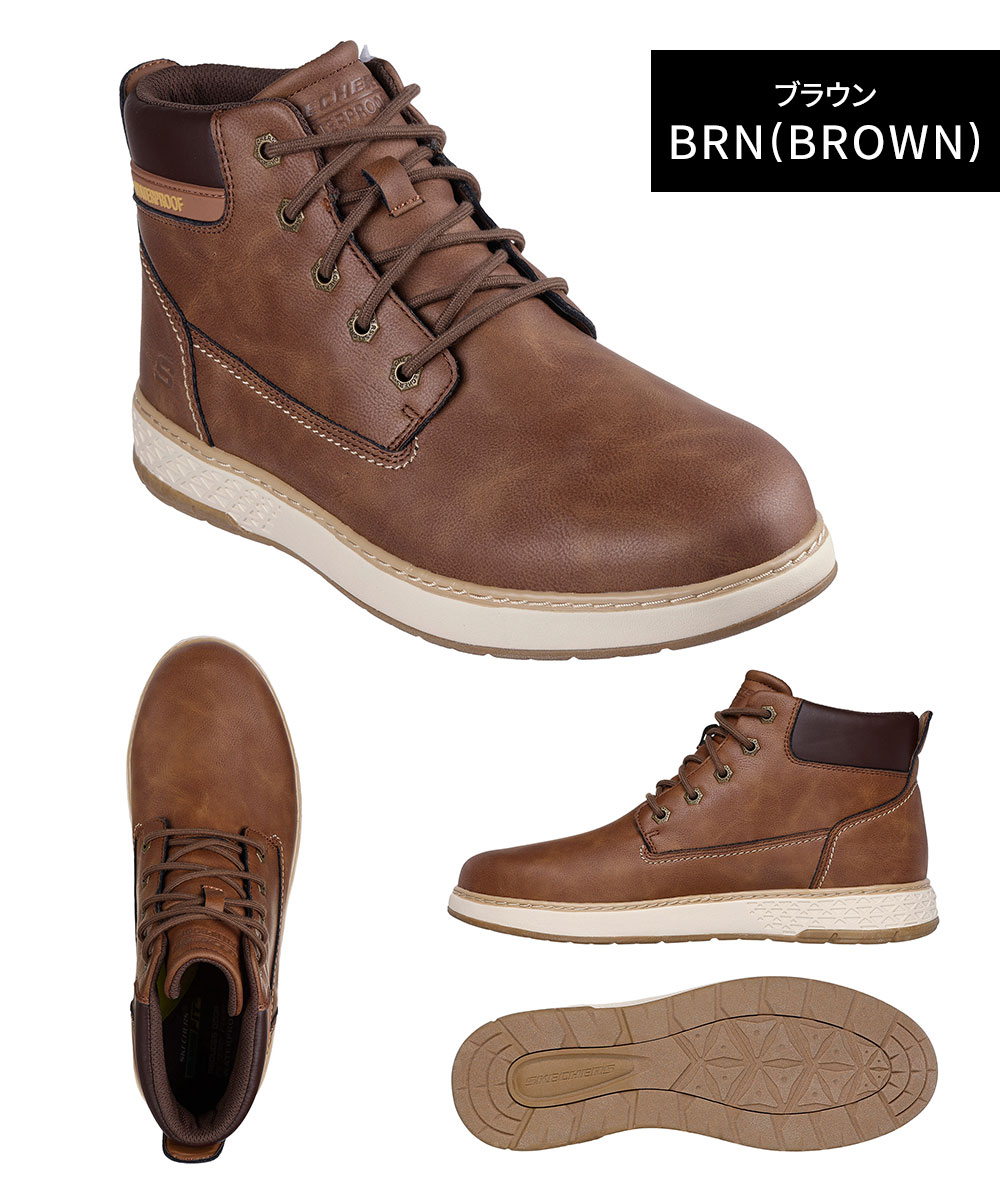 SKECHERS（スケッチャーズ） メンズ 防水 防滑 幅広 レザー ワーク