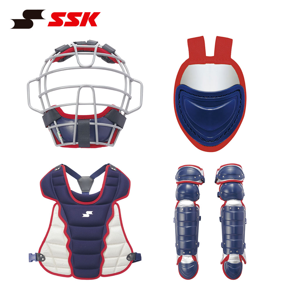 SSK キャッチャー防具セット 赤青 エスエスケイ（SSK） 野球 キャッチャー防具 ジュニア 軟式 ソフト