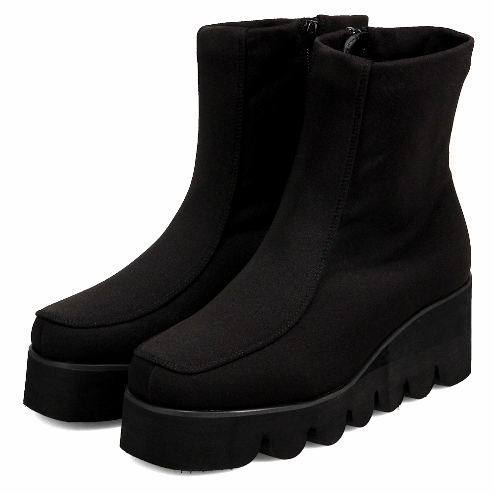ショートブーツ レディース 歩きやすい ブーツ 美脚 黒 厚底 ウェッジ