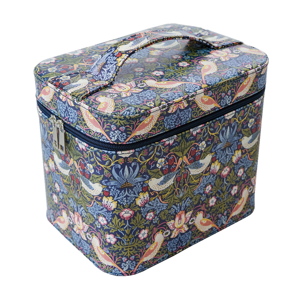 ウィリアムモリス いちご泥棒 メイクボックス 鏡付き 大容量 ミラー